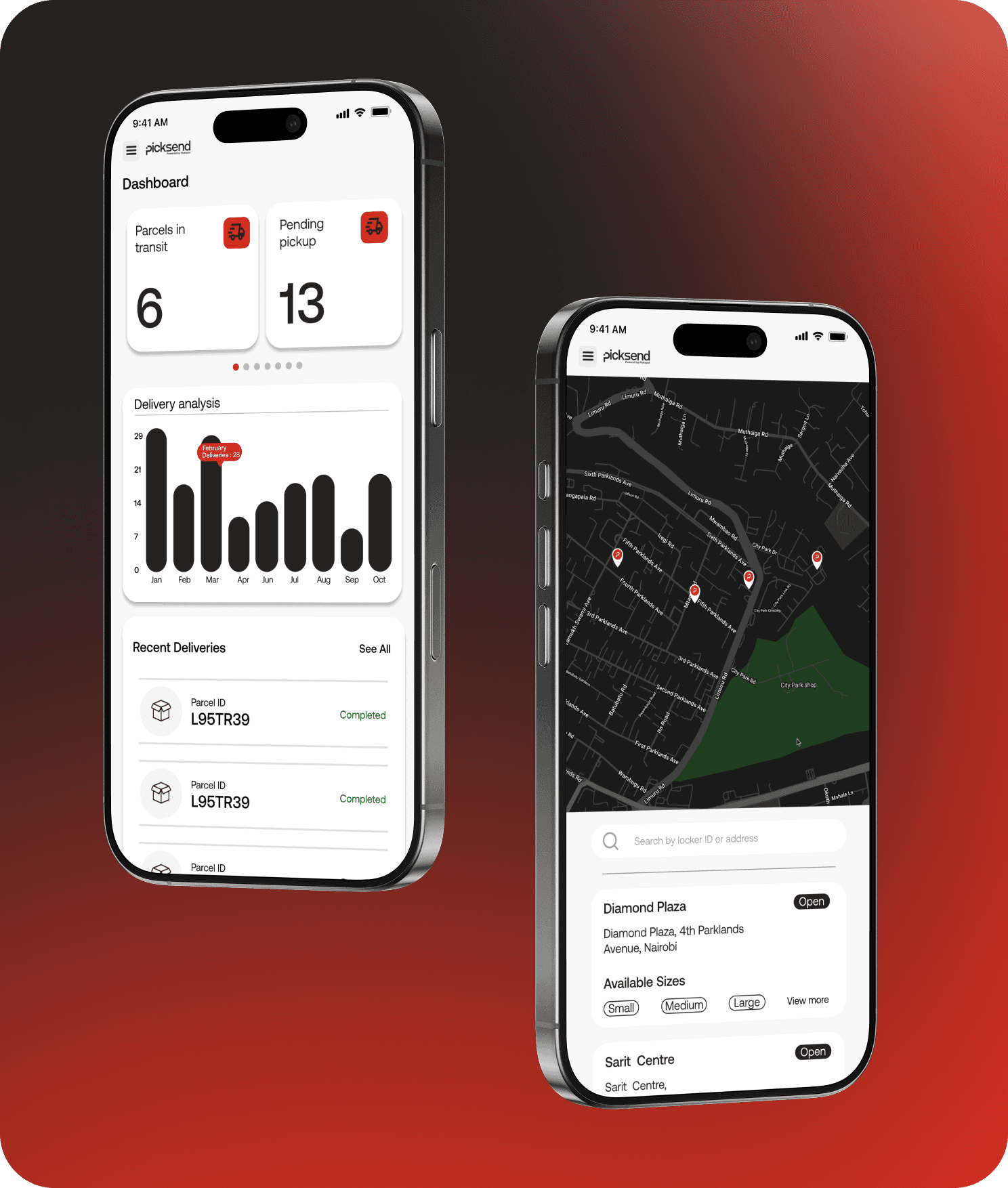 Screenshot of Picksend interface