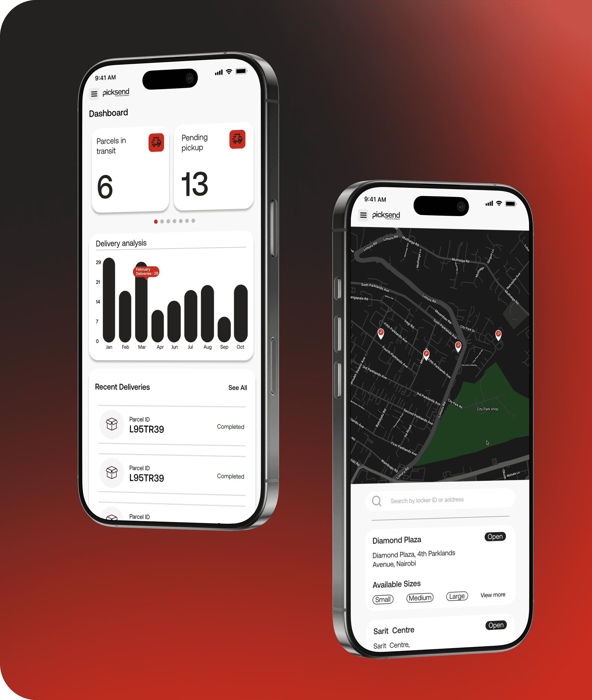 Screenshot of Picksend interface